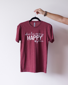 SALE - Heather Maroon "Happy Place" T-Shirt