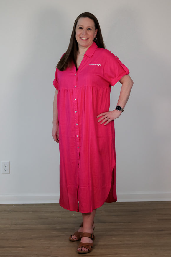 Plus Pink Linen Maxi Dress