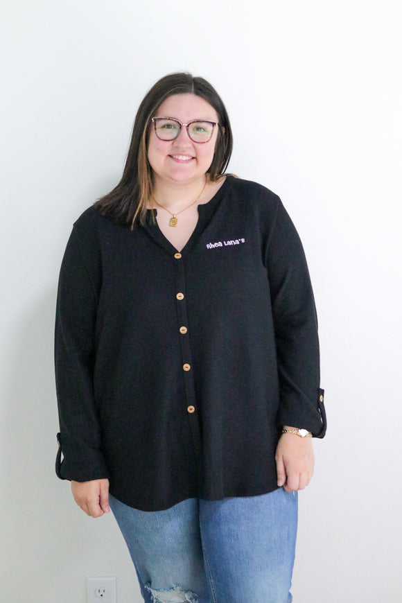 SALE - Plus Black Long Sleeve with Buttons