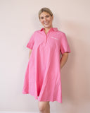 RL Poplin Collar Pleated Dress
